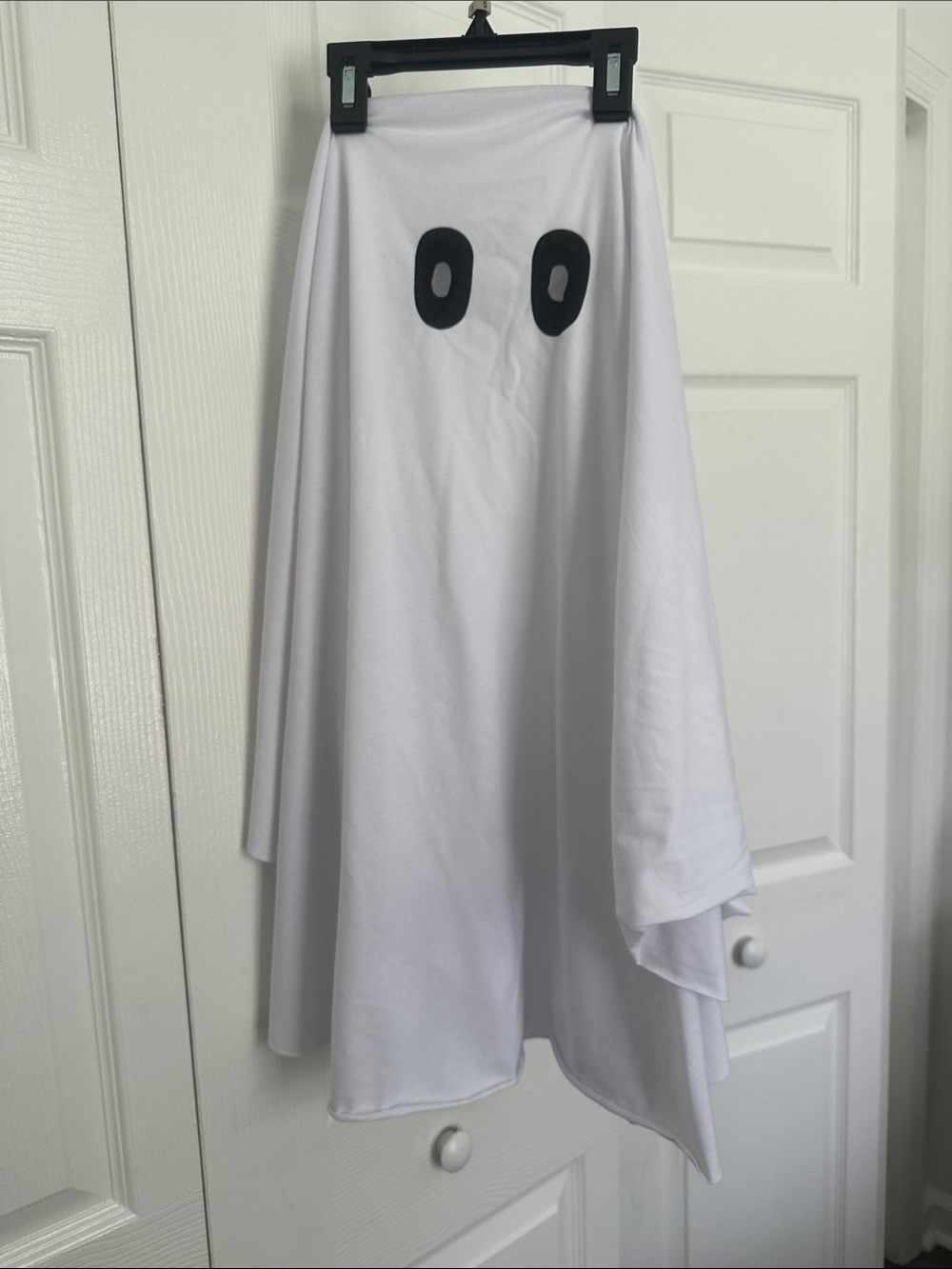 White Ghost Print A-Line Skirt